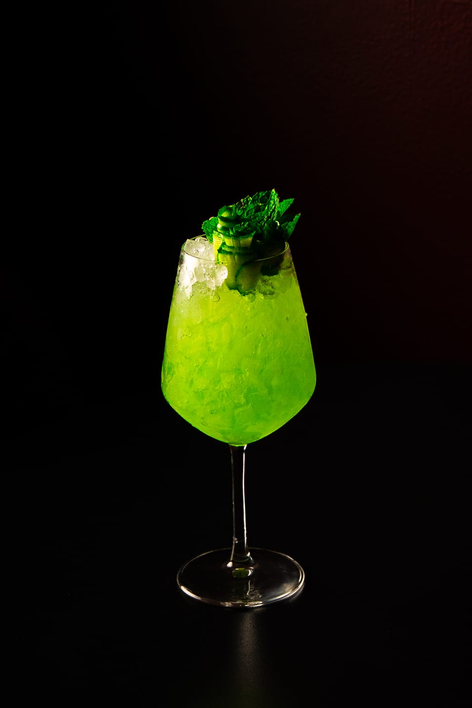 Verde Rosso signature cocktail at OCCO Business Bay Dubai — green gin, kiwi and elderflower cocktail